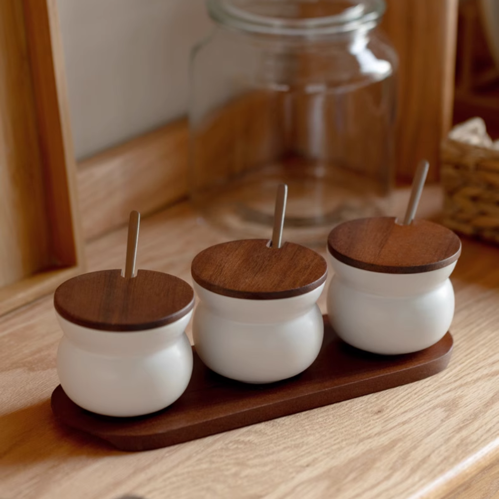 Nordic Ceramic Seasoning Jar Set - Kitchen Salt Shaker