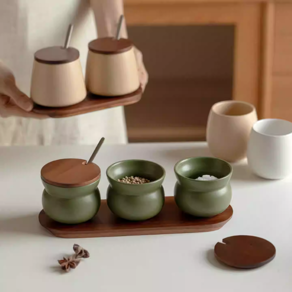 Nordic Ceramic Seasoning Jar Set - Kitchen Salt Shaker