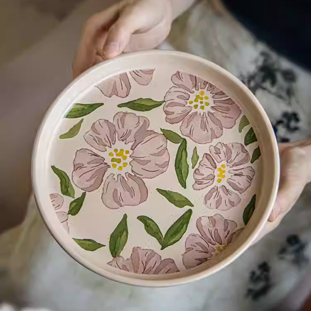 Medieval Floral Dinner Plate 8.5" - Ceramic Steak Dish
