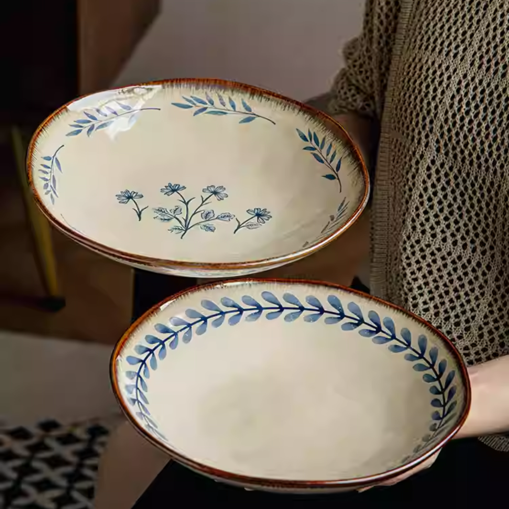 Exquisite 9" Retro Ceramic Deep Plate - Irregular Design