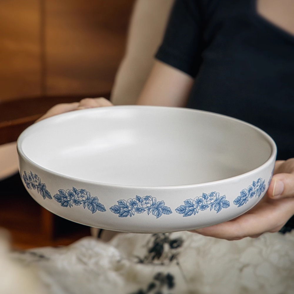 Beautiful Blue & White 8" Ceramic Deep Plate - French Salad