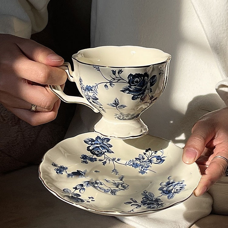 Vintage Blue And White Porcelain Ceramic Cup
