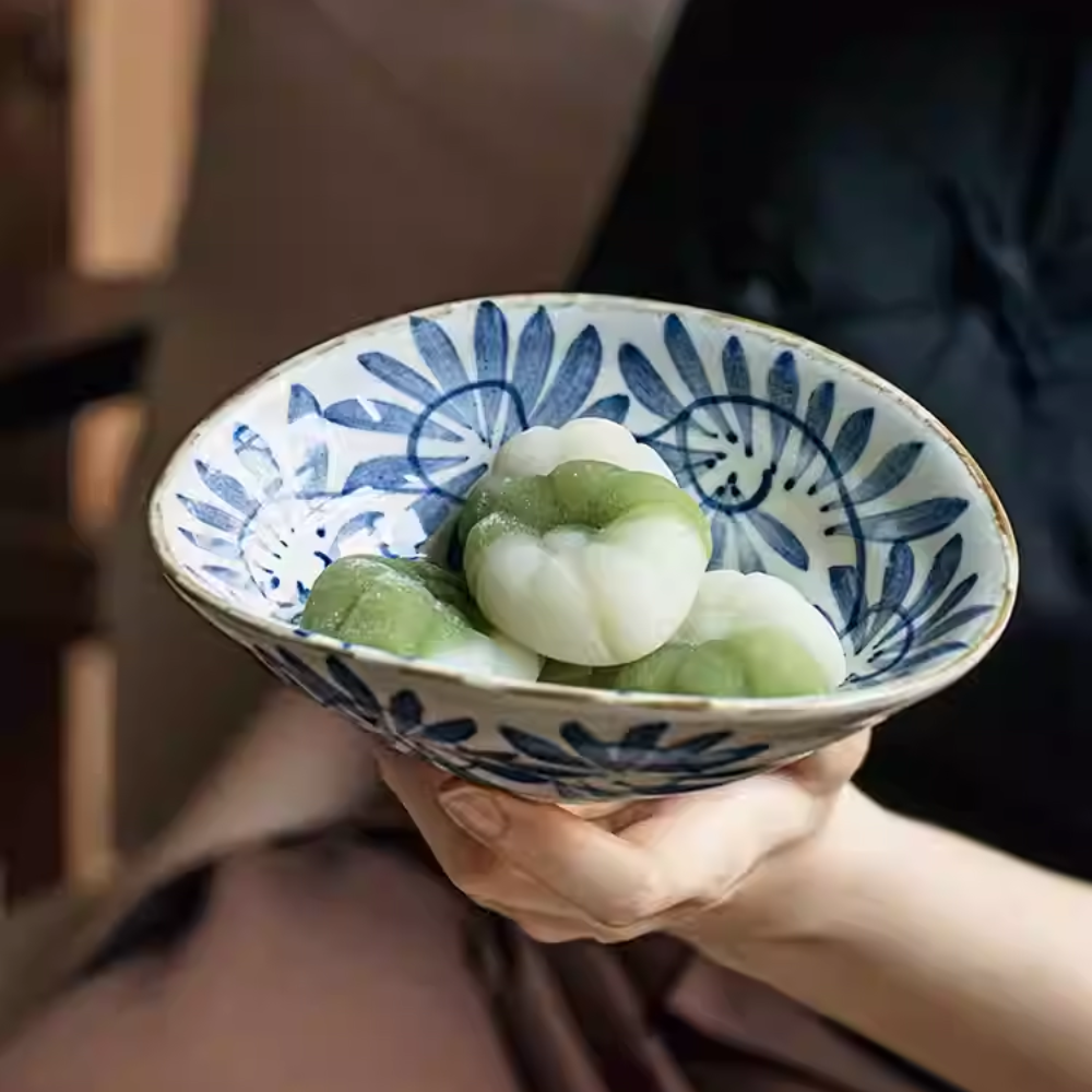 Japanese Hand-Painted Shallow Bowl - Appetizer & Dessert