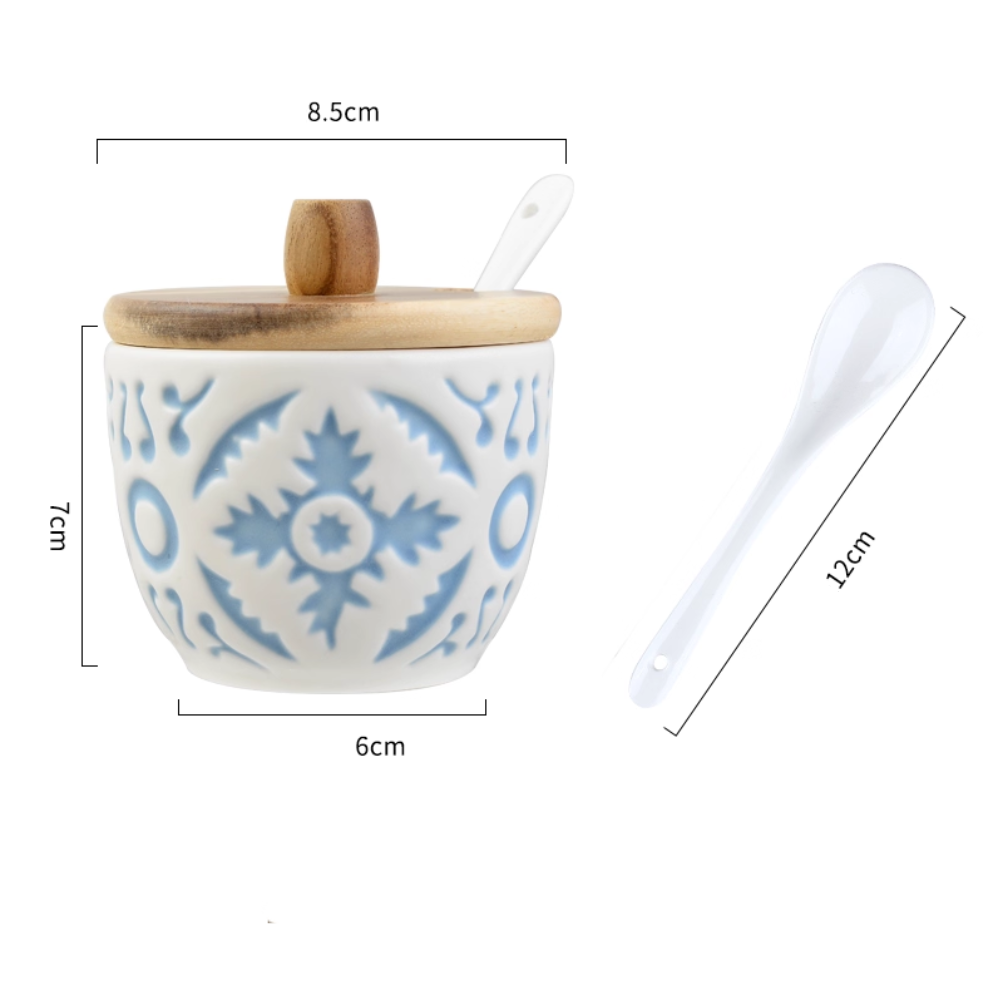 High-End Ceramic Spice Jar Set- Embossed Light Luxury