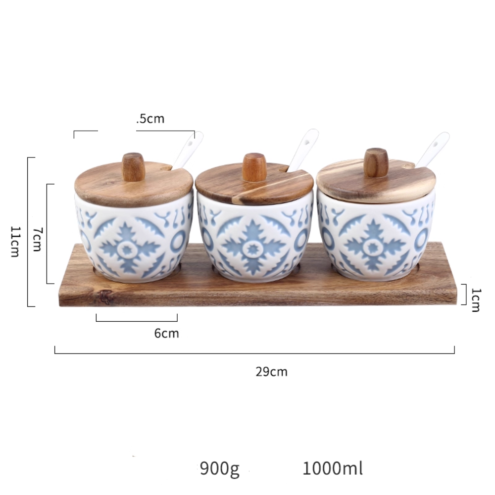 High-End Ceramic Spice Jar Set- Embossed Light Luxury