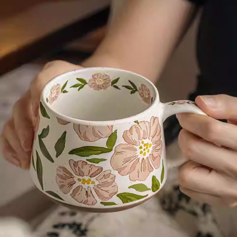 Super Beautiful Floral Ceramic Mug - Coffee & Water Cup