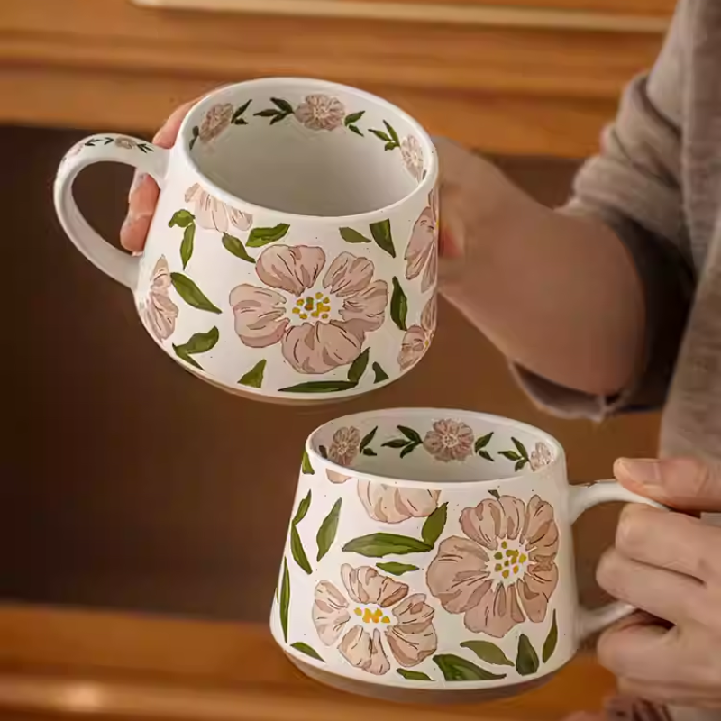 Super Beautiful Floral Ceramic Mug - Coffee & Water Cup