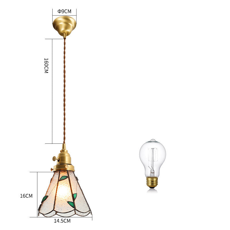 Japanese Retro Restaurant Bedroom Homestay Brass Glass Chandelier