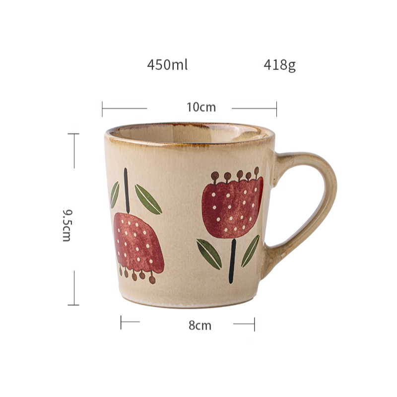 Flower Retro Ceramic Coffee Mug - Beautiful Office Cup