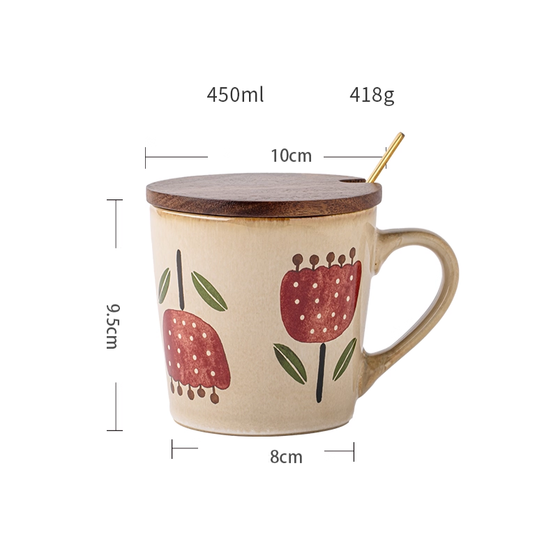 Flower Retro Ceramic Coffee Mug - Beautiful Office Cup