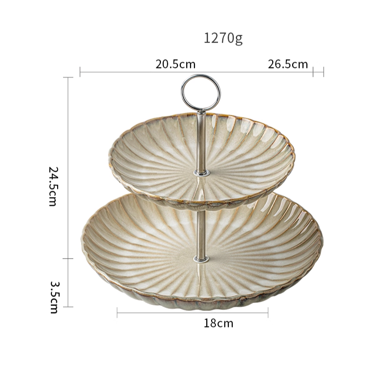 Lace Double Layer Ceramic Fruit Plate Dessert Stand Tray