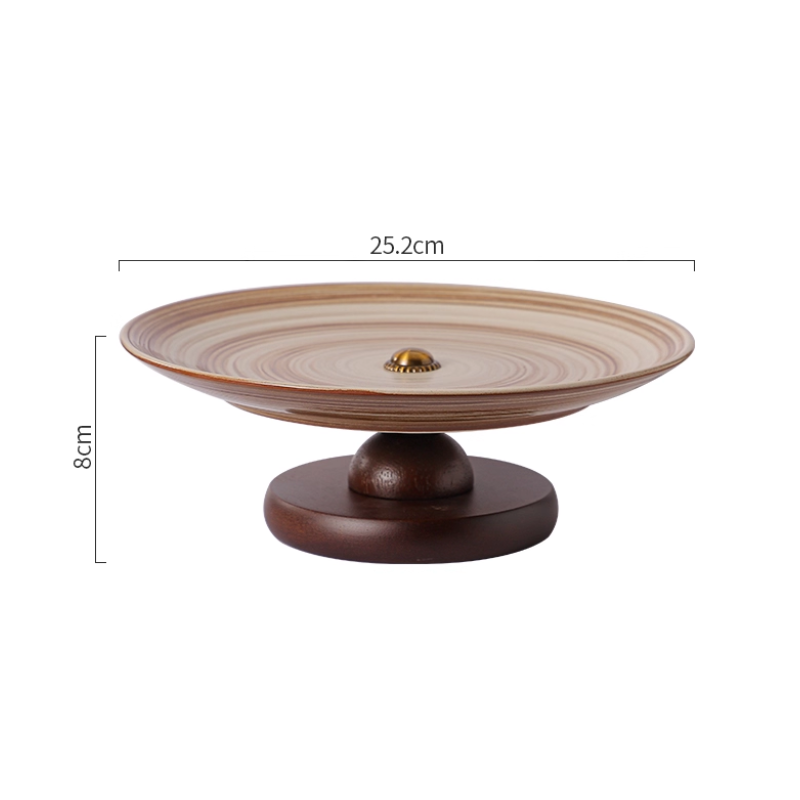 Retro Japanese Ceramic Dessert Plate – Handmade Fruit & Nut Tray