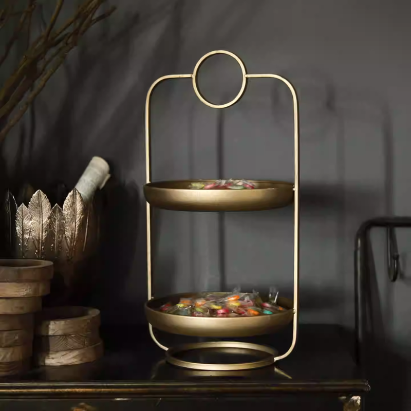 Light Luxury Retro Metal Cake & Fruit Plate – Wedding Tray