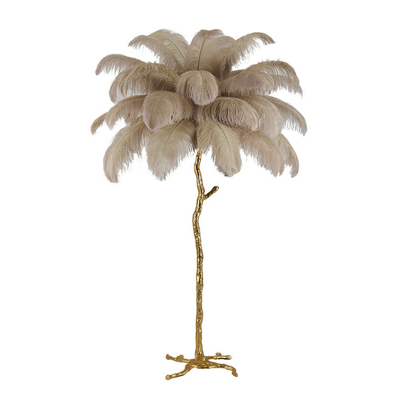 Bedroom Bedside Feather Lamp Copper Floor Lamp