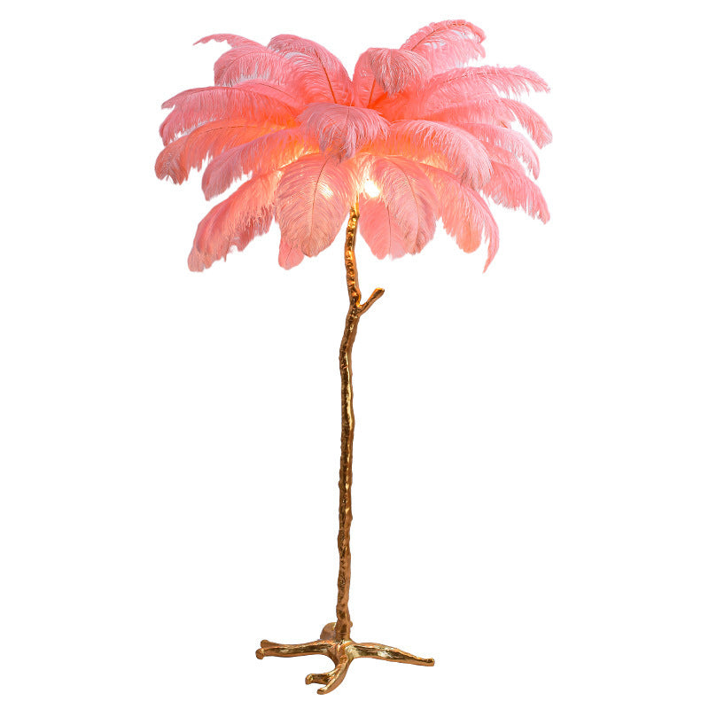 Bedroom Bedside Feather Lamp Copper Floor Lamp
