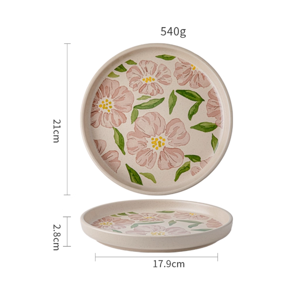 Medieval Floral Dinner Plate 8.5" - Ceramic Steak Dish