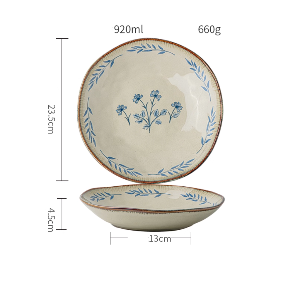 Exquisite 9" Retro Ceramic Deep Plate - Irregular Design