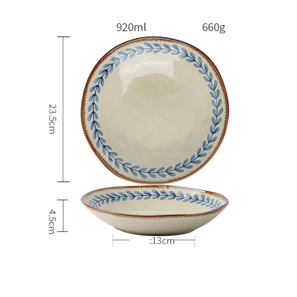 Exquisite 9" Retro Ceramic Deep Plate - Irregular Design