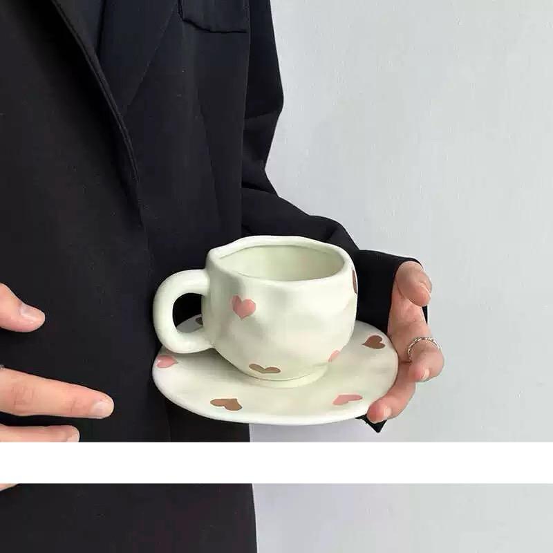 Bold Half Orange Japanese Coffee Cup & Saucer – Advanced Ceramic Latte Cup for Office