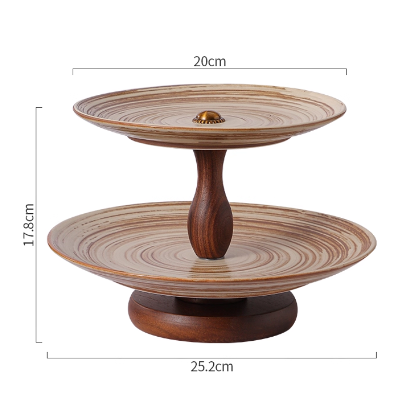 Japanese Retro Double-Layer U-Shaped Dessert Plate - Handmade