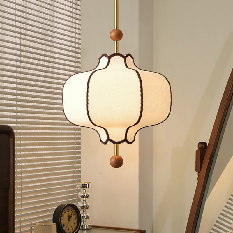 French Style Bedroom Fabric Craft Chandelier Mid-ancient Simple Solid Wood Romantic Room Lamps
