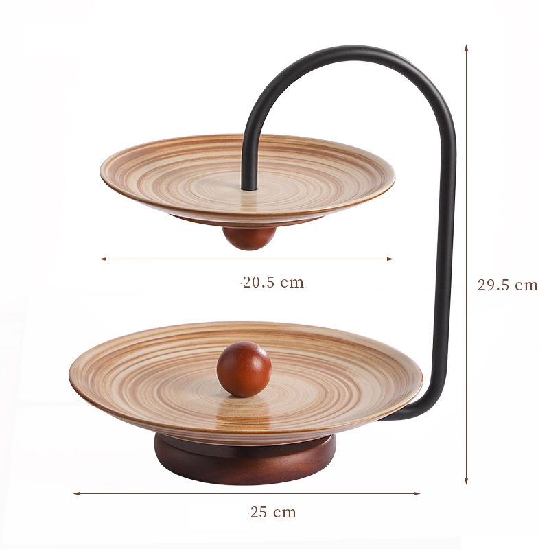 Japanese Retro Double-Layer U-Shaped Dessert Plate - Handmade