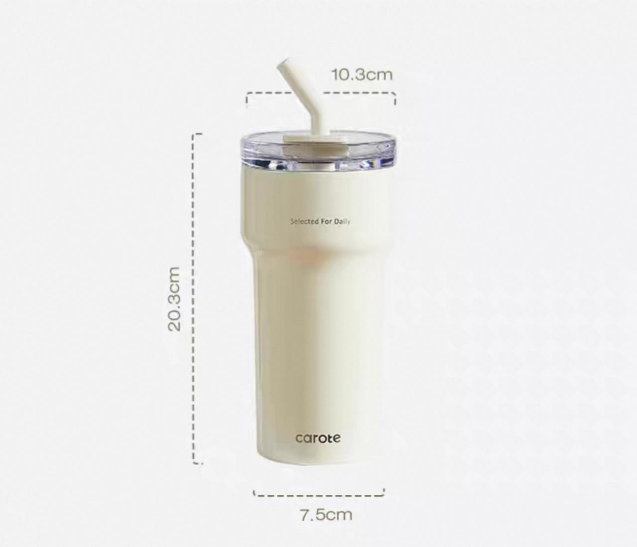 Carrot thermos cup large capacity straw cup 316 stainless steel coffee cup female office cold ice cup