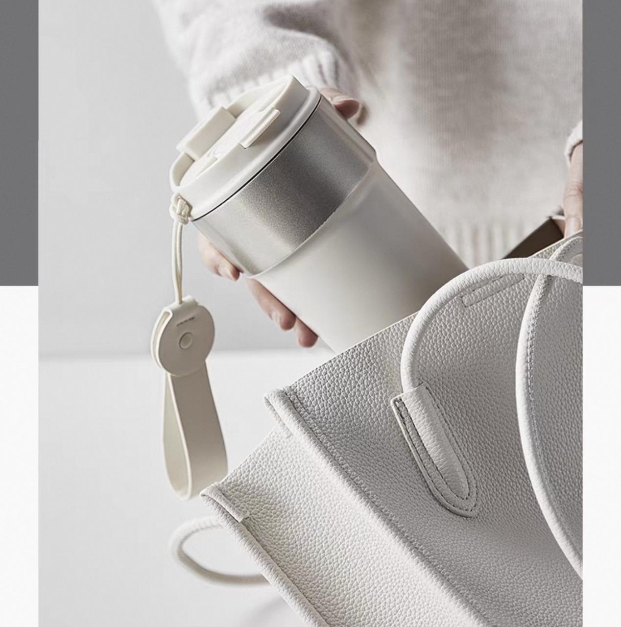 Carrot thermos cup ceramic liner coffee cup female high value straw water cup portable accompanying cold cup