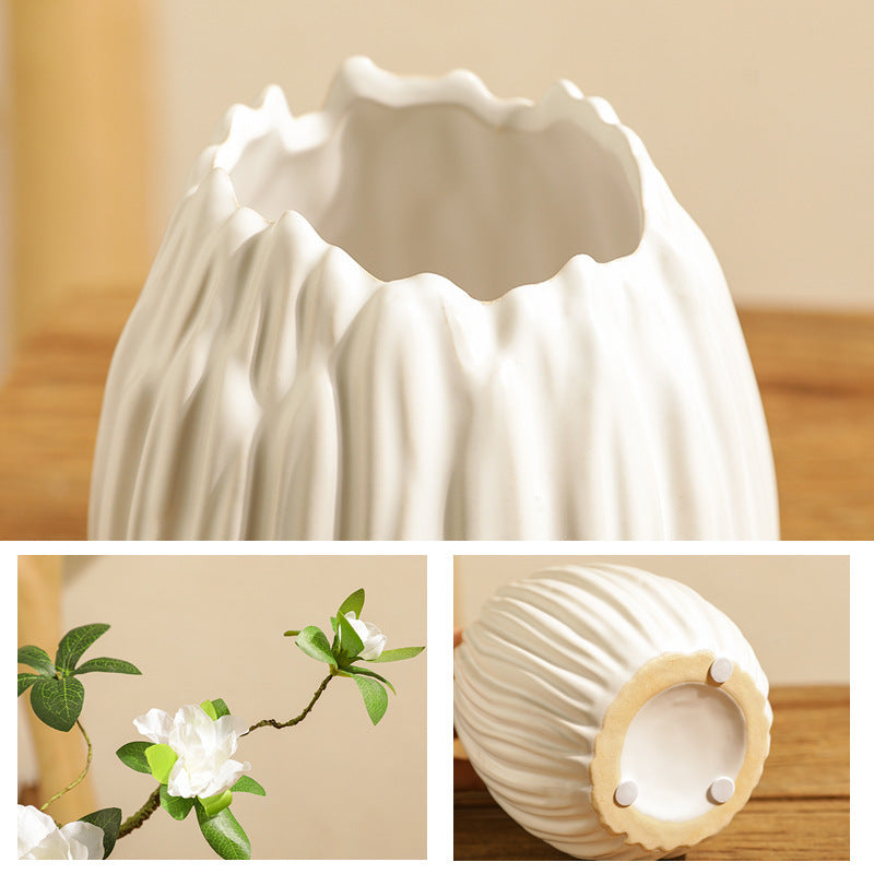 Zen Shell-shaped Ceramic Vase Decoration Furnishings