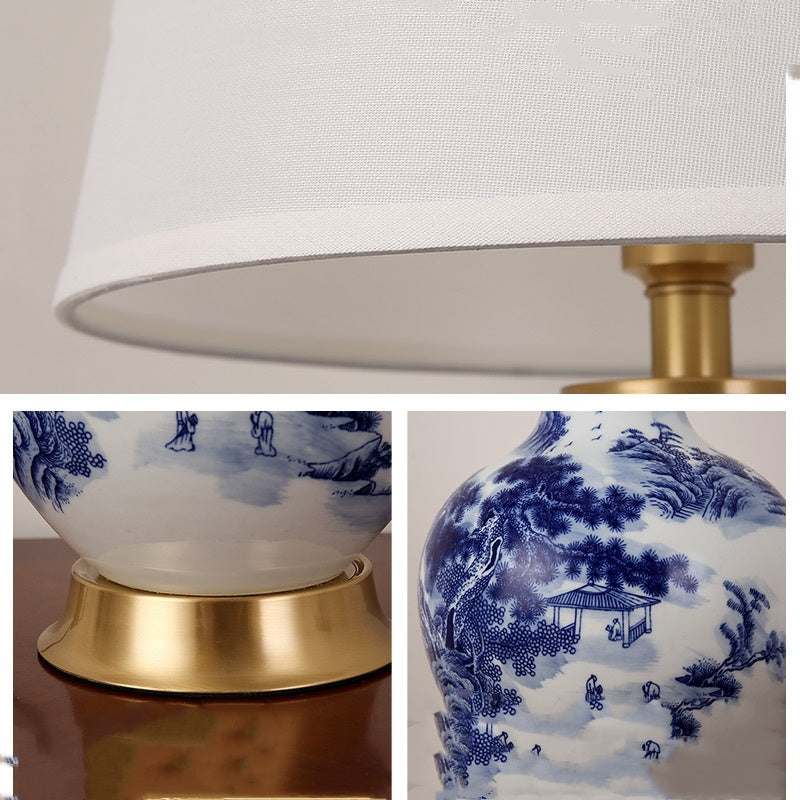 Pine Blue And White Porcelain Table Lamp