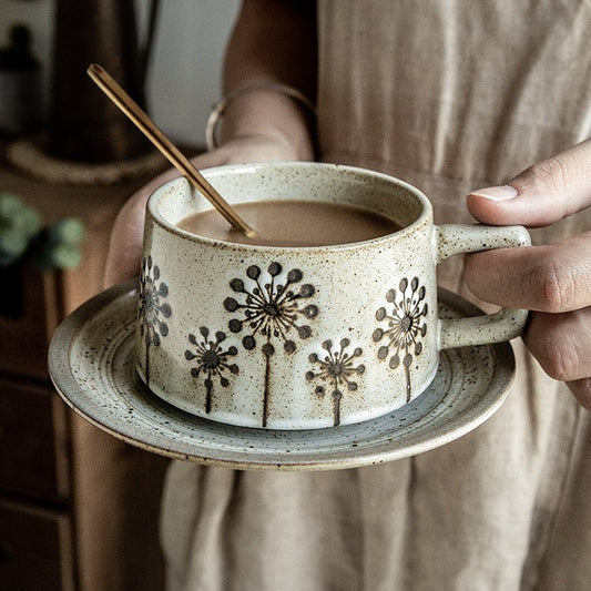 Japanese Coarse Pottery Coffee Cup Set