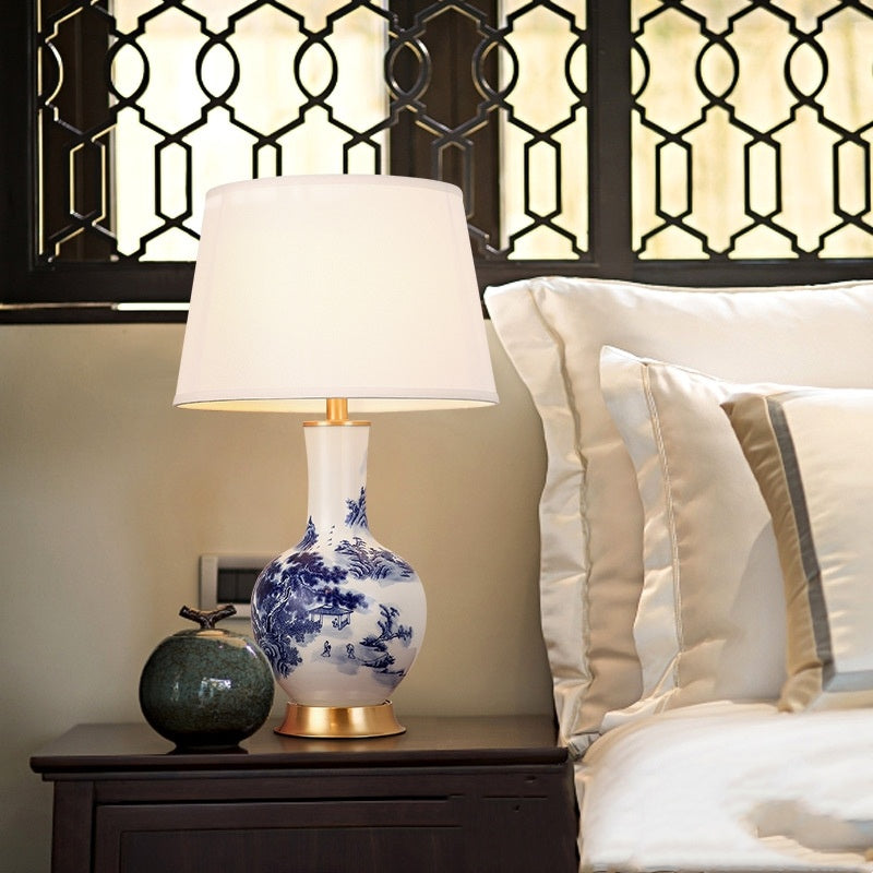 Pine Blue And White Porcelain Table Lamp