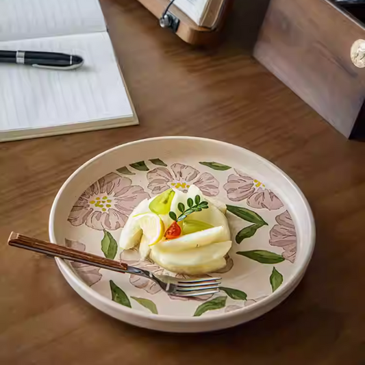Medieval Floral Dinner Plate 8.5" - Ceramic Steak Dish