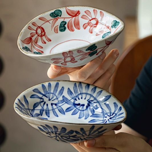 Japanese Hand-Painted Shallow Bowl - Appetizer & Dessert