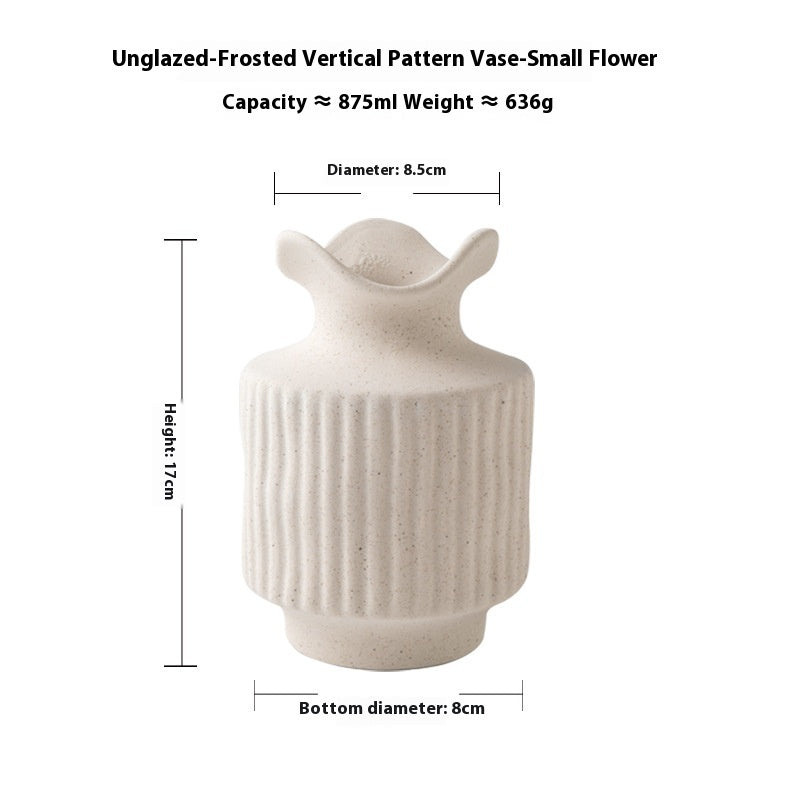 Plain Flower Art Relief Ceramic Vase