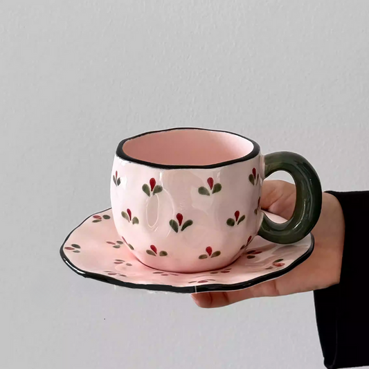 Vintage Floral Coffee Cup & Saucer - Hand-Painted Gift