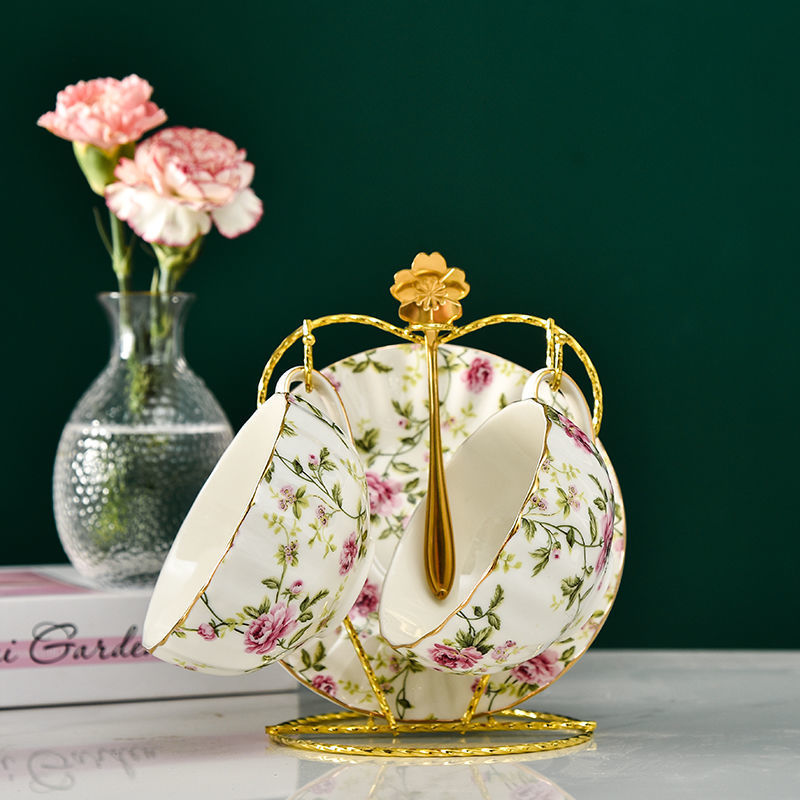 Vintage Floral Coffee Ceramic Tea Cup Set