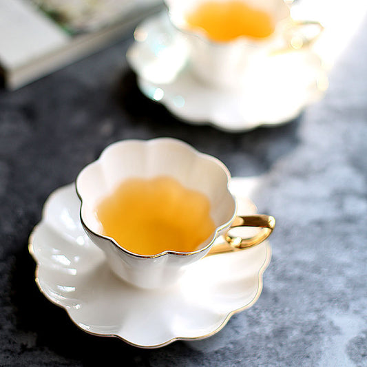 High-end Gold Ceramic Black Tea Cup | Coffee Cup And Saucer Set