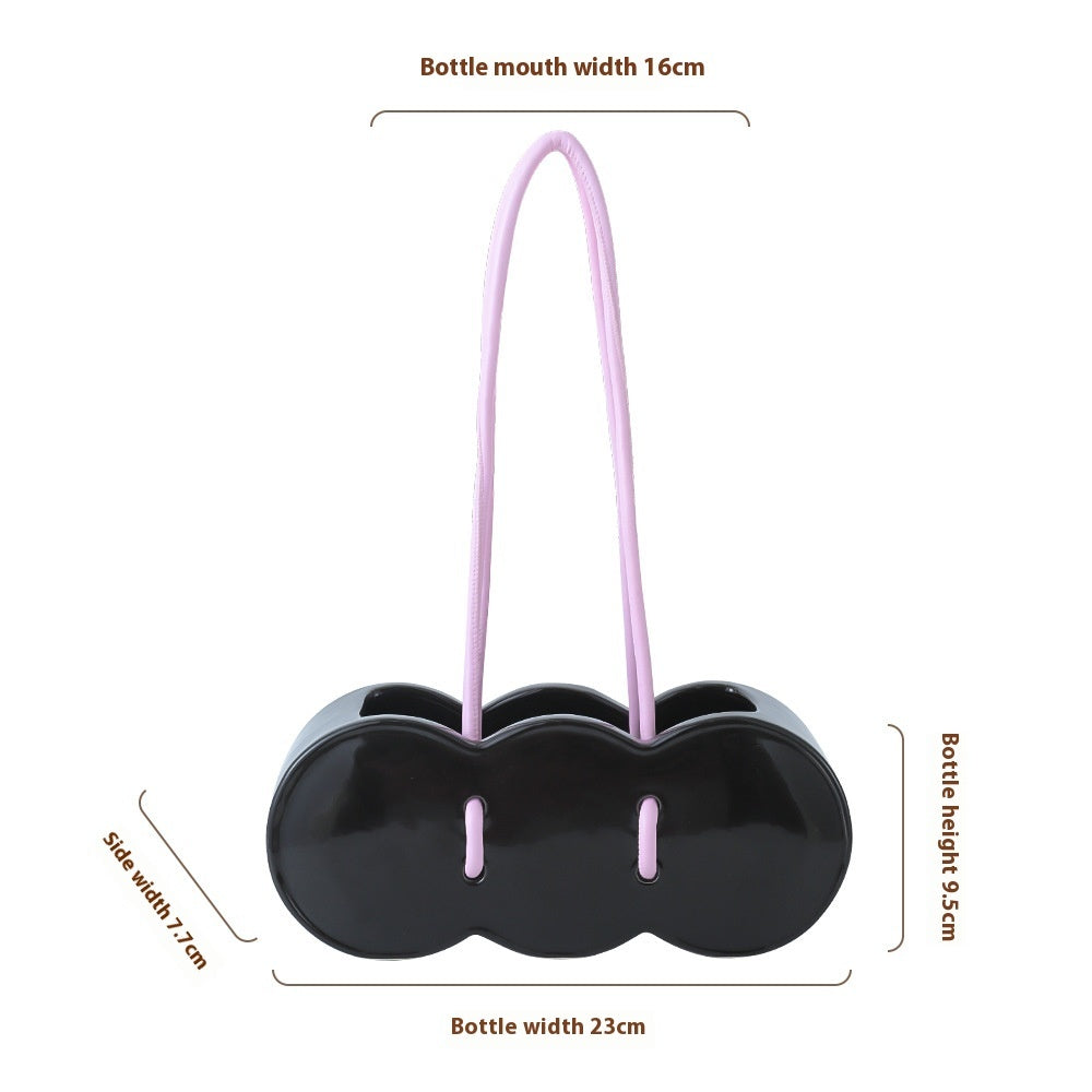 Ceramic Portable Flower Basket Bag Vase