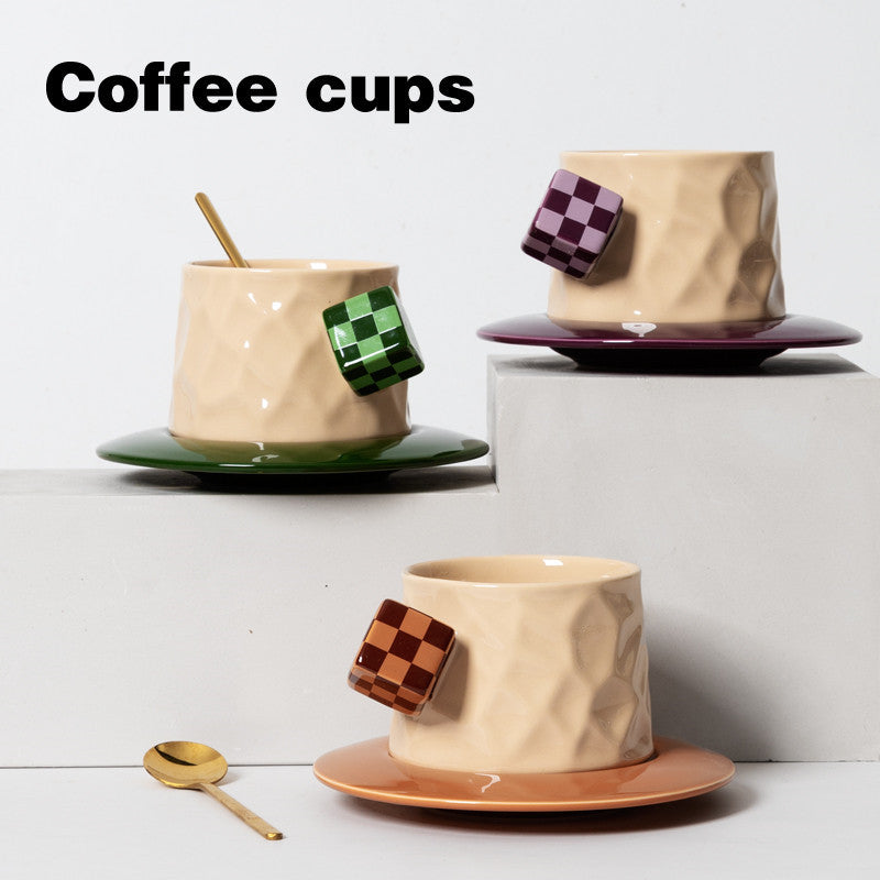 Morandi Korean Ceramic Coffee Cup And Saucer Set