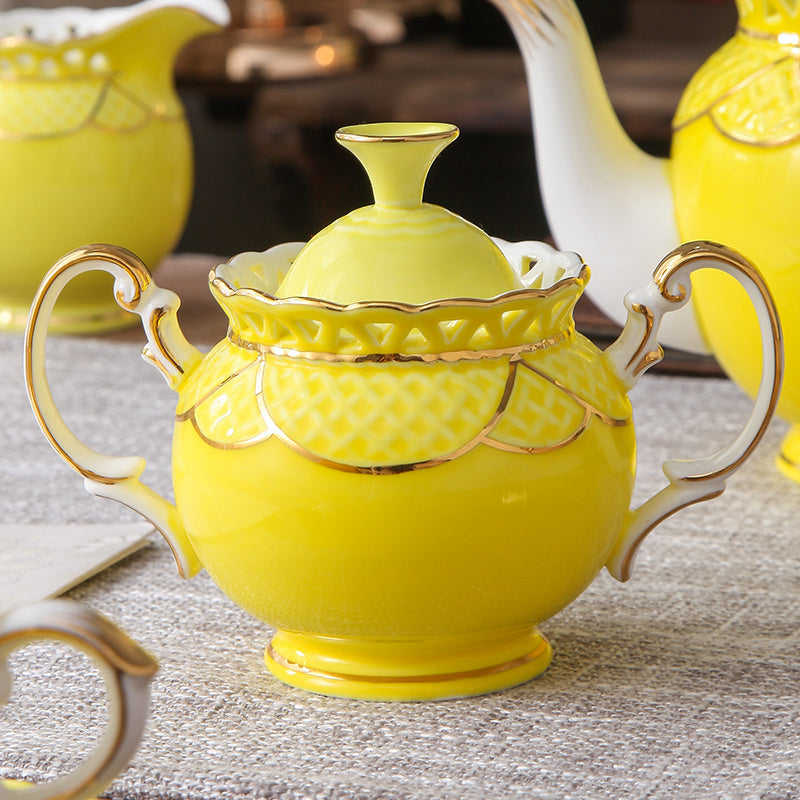 Ceramic  Luxury Bone China Flower Sugar Pot