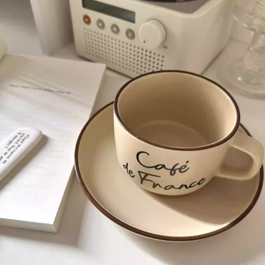 Korean Ins French Beige Retro Mug Set - Couple Coffee & Tea