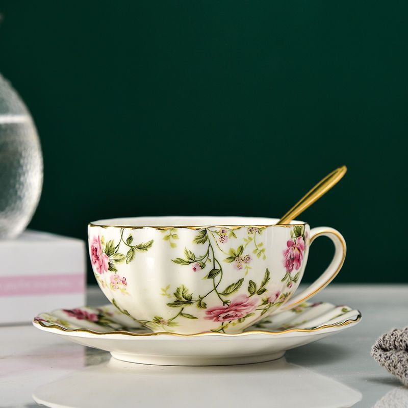 Vintage Floral Coffee Ceramic Tea Cup Set