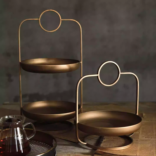 Light Luxury Retro Metal Cake & Fruit Plate – Wedding Tray