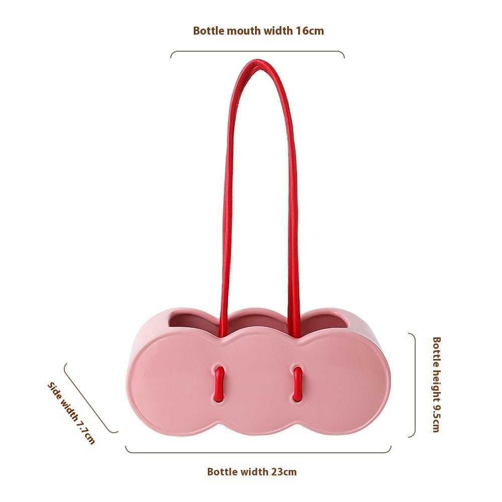 Ceramic Portable Flower Basket Bag Vase
