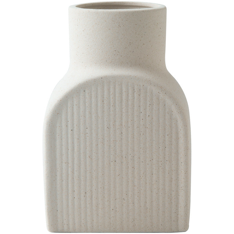 Plain Flower Art Relief Ceramic Vase