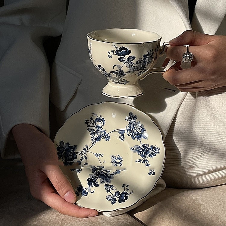 Vintage Blue And White Porcelain Ceramic Cup