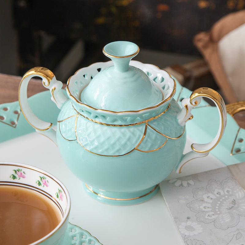 Ceramic  Luxury Bone China Flower Sugar Pot