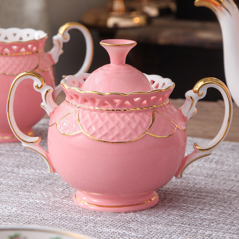 Ceramic  Luxury Bone China Flower Sugar Pot