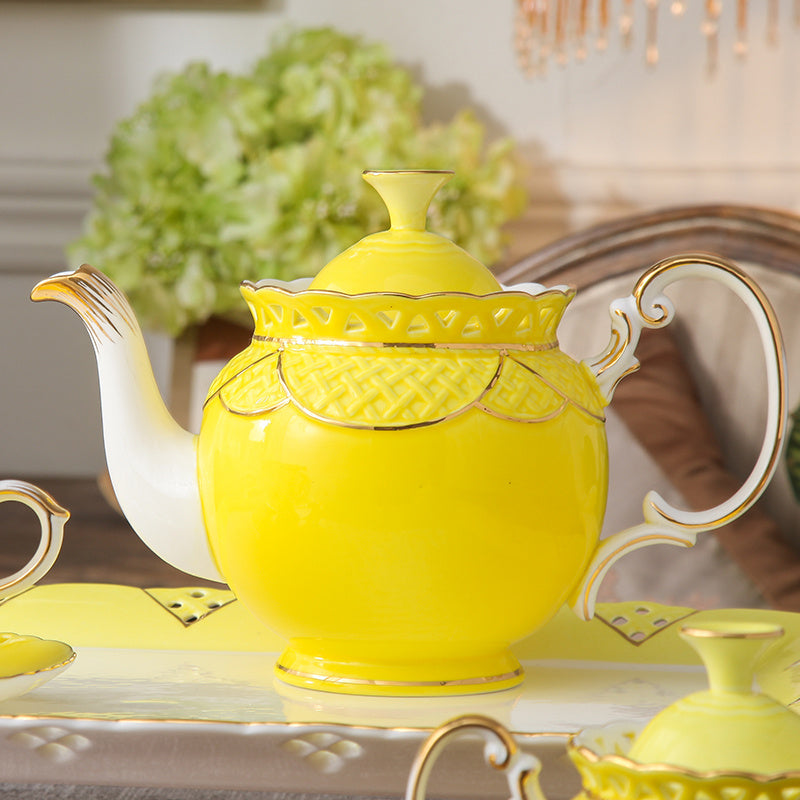 Ceramic  Luxury Bone China Flower Tea Pot
